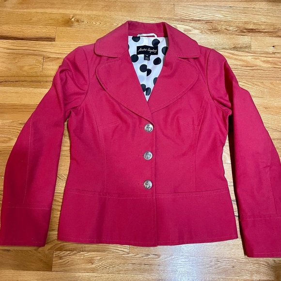 Red Cotton/Linen Jacket/blazer by Sandra Angelozzi Size 40 - Picture 4 of 9